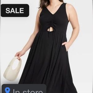 Ava & Viv plus sized front cinched w/keyhole maxi dress BLACK NWT 2Xl